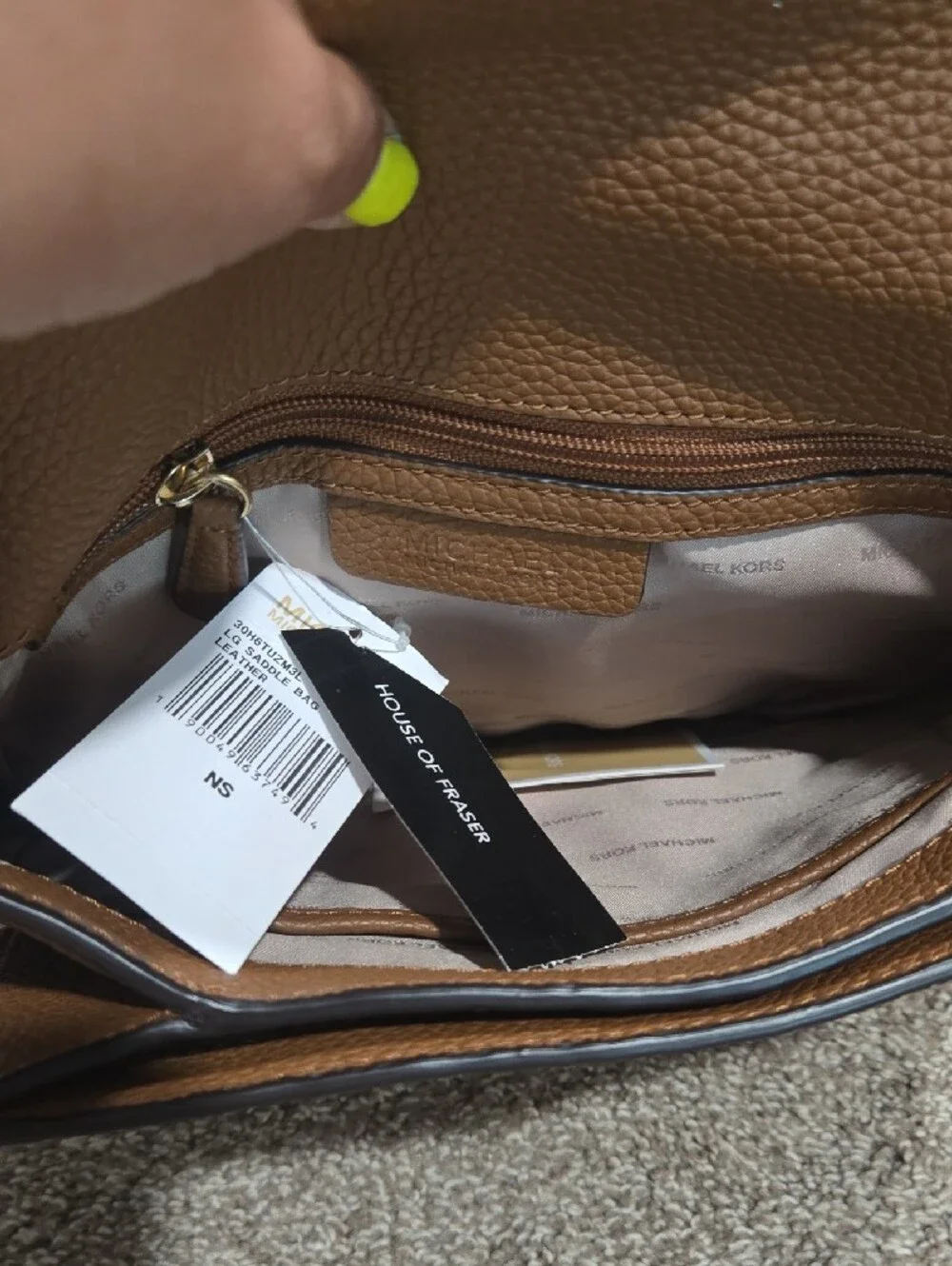 Michael Kors Leather Crossbody Saddle Bag in Tan